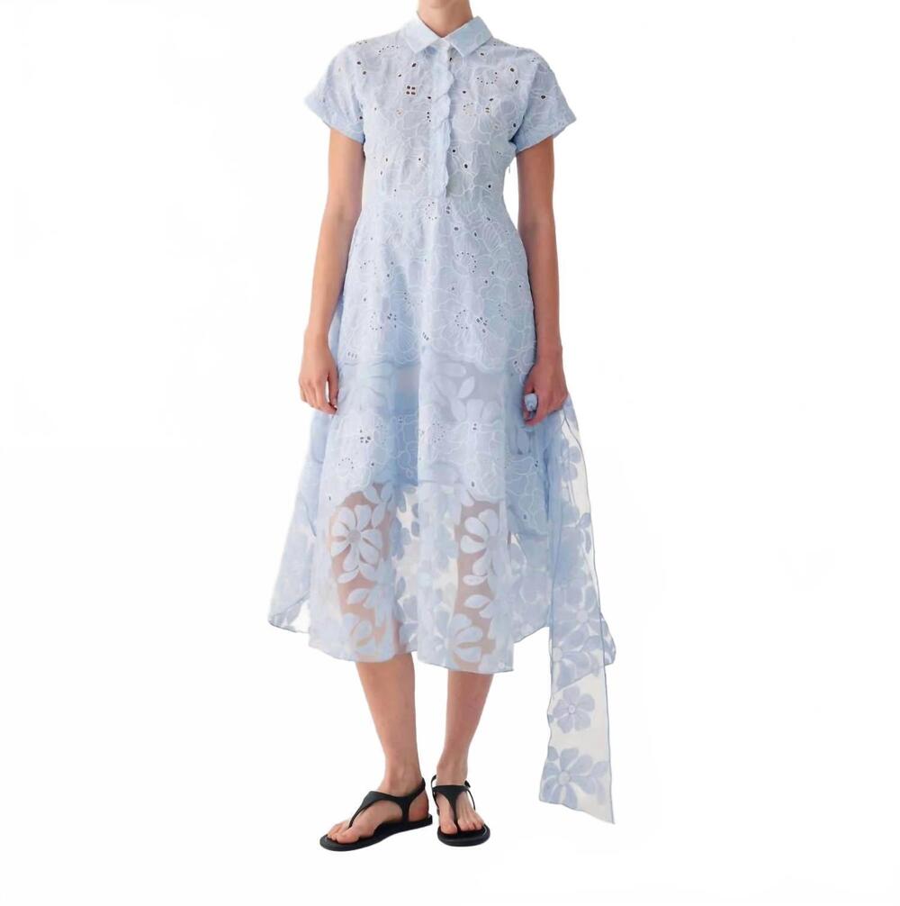 NEW BEATRICE .B broderie anglaise shirt dress with belt in blue